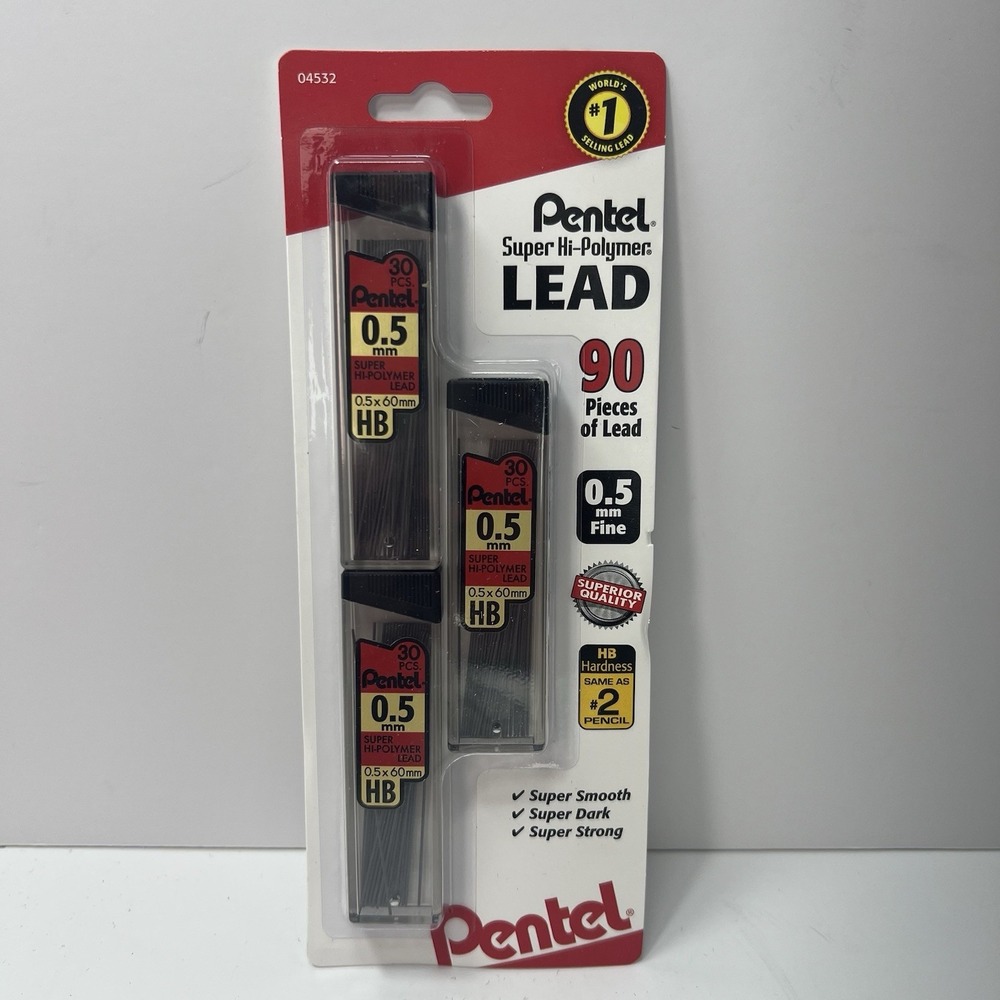 NEW Pentel Super Hi-Polymer .5mm Mechanical Pencil Lead Refills C25BPHB3-K6